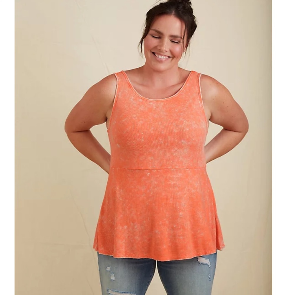 *TORRID* rib coral mineral wash peplum tank